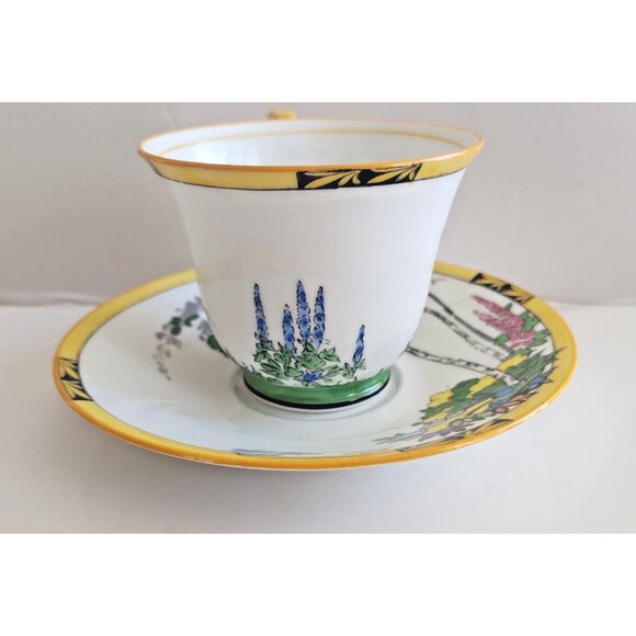 Antique Adderley Ware England Silver Birch Bone China Teacup & Saucer 1910-1919 - Picture 5 of 13